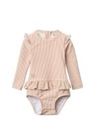 Sille Baby Seersucker Swimsuit Uimapuku Uima-asut Pink Liewood