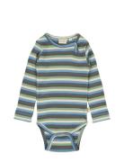 Body L/S Modal Multi Striped Bodies Long-sleeved Green Petit Piao