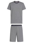 Ss Jersey Pj Set Stripes Pyjama Grey Tommy Hilfiger