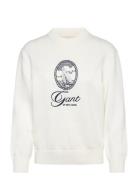 Graphic Cotton C-Neck Tops Knitwear Jumpers Cream GANT