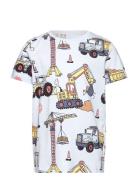 Top Ss Working Vehicles Aop Tops T-shirts Short-sleeved Blue Lindex