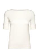 Rwnanna 2/4 Boatneck T-Shirt Tops T-shirts & Tops Short-sleeved White ...