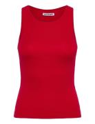 Ribbed Fitted Tank Top Tops T-shirts & Tops Sleeveless Red Weekday