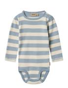 Body L/S Freddie Bodies Long-sleeved Blue Wheat