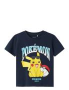 Nmmmahe Pokemon Nreg Ss Top Box Sky Tops T-shirts Short-sleeved Navy N...