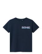 Nkmmarcel Sonic Nreg Ss Top Sky Tops T-shirts Short-sleeved Navy Name ...