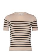 Short-Sleeved Fine-Knit Sweater Tops Knitwear Jumpers Beige Mango