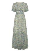 Beatrice Short Sleeve Maxi Dress Maksimekko Juhlamekko Blue Malina