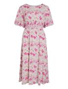 Vilina O-Neck 2/4 Midi Dress/Dc Polvipituinen Mekko Pink Vila