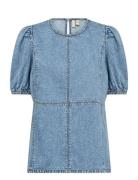 Cuadele Arpa Blouse Tops Blouses Short-sleeved Blue Culture