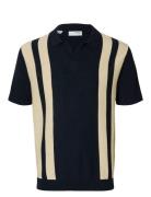 Slhmattis Ss Linen Blend Open Polo Noos Tops Polos Short-sleeved Navy ...