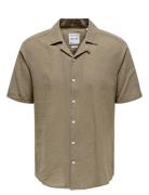 Onscaiden Ss Solid Resort Linen Shirt Tops Shirts Short-sleeved Green ...