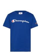 Ss Tee Tops T-shirts Short-sleeved Blue Champion