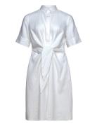 Tie-Front Linen Shirtdress Lyhyt Mekko White Lauren Women