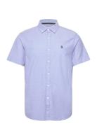 Ss Oxford Strtch No Tops Shirts Short-sleeved Blue Original Penguin