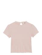 T-Shirt Ss Pointelle Tops T-shirts Short-sleeved Pink En Fant