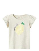 Nmffollyglitter Ss Top Box Tops T-shirts Short-sleeved Beige Name It