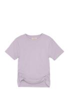 T-Shirt Ss Rib Tops T-shirts Short-sleeved Purple Creamie