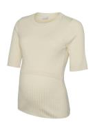 Mlnewsiv June 2/4 Knit Top 2F Tops T-shirts & Tops Short-sleeved Cream...