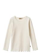 T-Shirt L/S Ida Tops T-shirts Long-sleeved T-shirts Cream Wheat