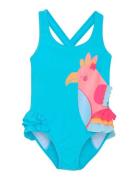 Swimsuit W. Application Uimapuku Uima-asut Blue Color Kids