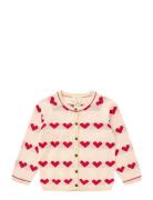 Knitted Heart Cardigan Tops Knitwear Cardigans Beige Copenhagen Colors