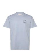Printed T-Shirt Tops T-shirts Short-sleeved Blue Revolution
