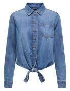 Onlsevigny Lecey Ls Knot Dnm Shirt Akm Tops Shirts Long-sleeved Blue O...