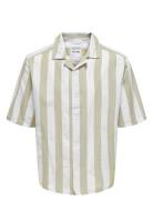 Onstes Rlx Ctn Slub Stripe Ss Shirt Tops Shirts Short-sleeved Green ON...