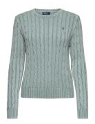 Cable-Knit Cotton Crewneck Sweater Tops Knitwear Jumpers Blue Polo Ral...