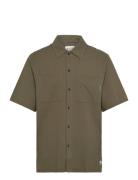 Relaxed Fit Short Sleeve Seersucker Shirt Tops Polos Short-sleeved Gre...