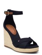 Flag High Wedge Espad Crisscross Korolliset Sandaalit Espadrillot Blac...
