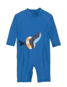 Baby Suit L/S W. Application Uimapuku Uima-asut Blue Color Kids