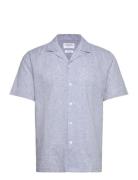 Casual Linen Blend Resort S/S Tops Shirts Short-sleeved Blue Lindbergh
