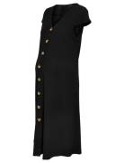 Olmnella S/S Knee Button Dress Jrs Polvipituinen Mekko Black Only Mate...