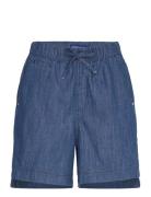 Sporty Utility Short In Lightweight Denim — Washed Indigo Bottoms Shor...