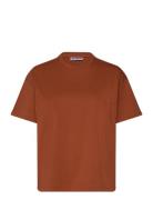 Relaxed Boxy Cotton T-Shirt Tops T-shirts & Tops Short-sleeved Brown W...