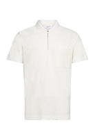 Terry Pique W. Zip Tops Polos Short-sleeved Cream Lindbergh