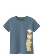 Nbmharrison Ss Top Box Tops T-shirts Short-sleeved Blue Name It