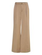 Satin Charmeuse Wide-Leg Pant Bottoms Trousers Wide Leg Beige Lauren R...