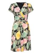 Floral Stretch Jersey Surplice Dress Polvipituinen Mekko Silver Lauren...