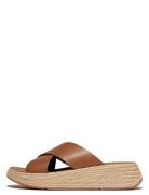 F-Mode Espadrille Leather Flatform Cross Slides Korolliset Sandaalit B...