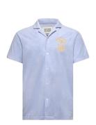Short-Sleeved Regular Fit Towelling Shirt Tops Polos Short-sleeved Blu...