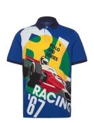 Classic Fit Mesh Graphic Polo Shirt Tops Polos Short-sleeved Blue Polo...