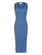 2X2 Cotton Stripe Ama Dress Polvipituinen Mekko Blue Mads Nørgaard