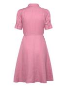 Tie-Front Linen Shirtdress Lyhyt Mekko Pink Lauren Ralph Lauren