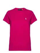Cotton Jersey Crewneck Tee Tops T-shirts & Tops Short-sleeved Pink Pol...