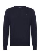 Cotton-Cashmere Crewneck Sweater Tops Knitwear Round Necks Navy Polo R...