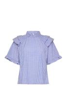 Lesly Blouse Tops Blouses Short-sleeved Blue Noella