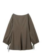 Cotton Poplin Tie-Detail Mini Dress Lyhyt Mekko Brown Weekday